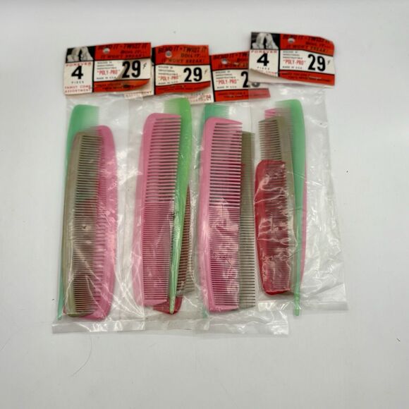 Vintage Forever Unbreakable Comb Set 4 Packs of 4 Indestructible Poly-Pro USA - Picture 1 of 2